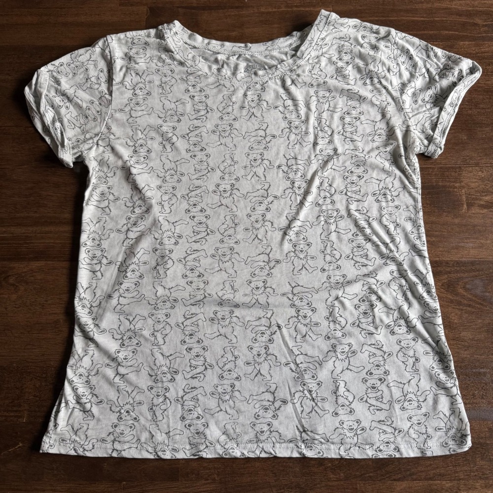 Grateful Dead Dancing Bears All Over Print T-Shirt Gray XL Women fits small